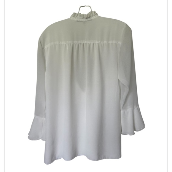 Ramona LaRue white chiffon ruffle blouse excellent Size XS/S - Picture 3 of 6
